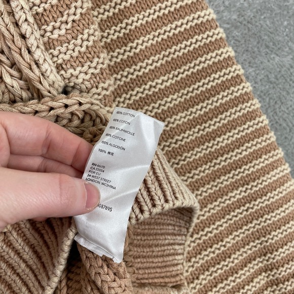 Free People Sweetheart Sweater Womens Small Tan Striped Chunky Knit Boho - Picture 5 of 10